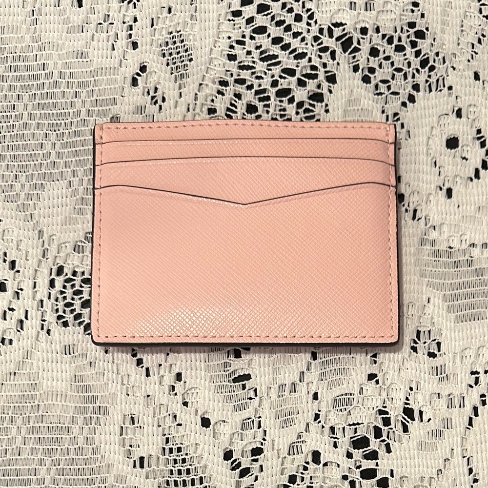 Kate Spade Small Slim Card Holder Wallet Staci Saffiano Leather in Chalk Pink - Picture 2 of 5